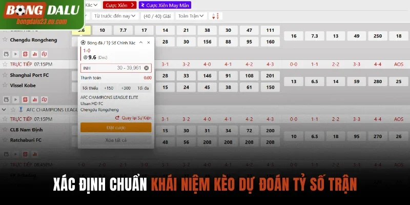 Xác định chuẩn khái niệm kèo dự đoán tỷ số trận